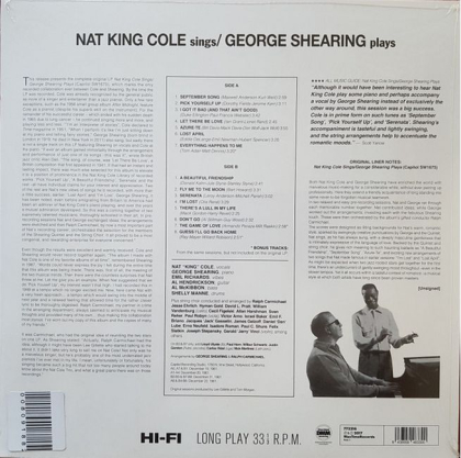 Nat King Cole &amp; George Shearing &ndash; Nat King Cole Sings / The George Shearing Quintet Plays - фото 2