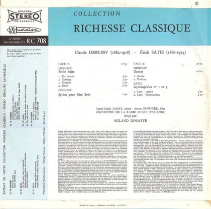 Debussy / Satie - Marie-Claire Jamet, Anton Zuppiger, Orchestre De La Radio Suisse Italienne, Roland Douatte &ndash; La Petite Suite - Syrinx - Danses Profanes Et Sacrees / Les Gymnopedies - фото 2