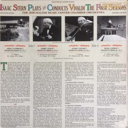 Vivaldi - Isaac Stern, The Jerusalem Music Center Chamber Orchestra&ndash; Isaac Stern Plays And Conducts Vivaldi The Four Seasons - фото 2