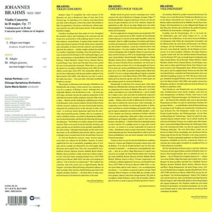 Brahms, Itzhak Perlman, Chicago Symphony Orchestra, Carlo Maria Giulini &ndash; Brahms: Violin Concerto - фото 2