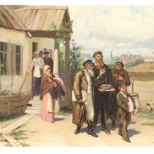 Євреї несуть речі, куплені на аукціоні, 1885