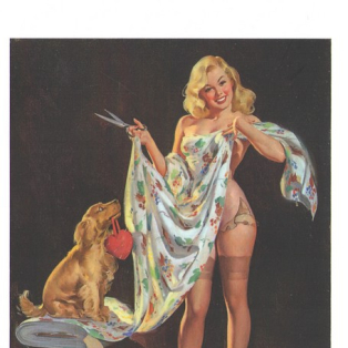 I'm Just Trying it for Sighs, Brown & Bigelow calendar illustration, 1948