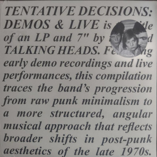 Talking Heads – Tentative Decisions: Demos & Live