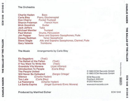 Charlie Haden, Carla Bley, Don Cherry, Sharon Freeman, Mick Goodrick, Jack Jeffers, Michael Mantler, Paul Motian, Jim Pepper, Dewey Redman, Steve Slagle, Gary Valente – The Ballad Of The Fallen - фото 2 Charlie Haden, Carla Bley, Don Cherry, Sharon Freeman, Mick Goodrick, Jack Jeffers, Michael Mantler, Paul Motian, Jim Pepper, Dewey Redman, Steve Slagle, Gary Valente – The Ballad Of The Fallen - фото 2
