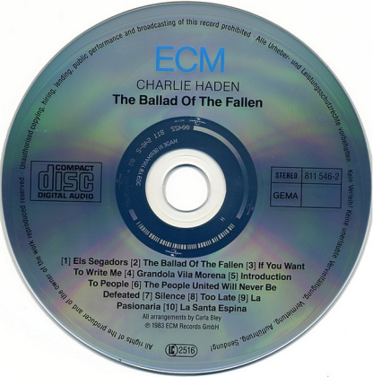 Charlie Haden, Carla Bley, Don Cherry, Sharon Freeman, Mick Goodrick, Jack Jeffers, Michael Mantler, Paul Motian, Jim Pepper, Dewey Redman, Steve Slagle, Gary Valente – The Ballad Of The Fallen - фото 3 Charlie Haden, Carla Bley, Don Cherry, Sharon Freeman, Mick Goodrick, Jack Jeffers, Michael Mantler, Paul Motian, Jim Pepper, Dewey Redman, Steve Slagle, Gary Valente – The Ballad Of The Fallen - фото 3