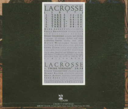 John Zorn – Lacrosse - фото 2 John Zorn – Lacrosse - фото 2